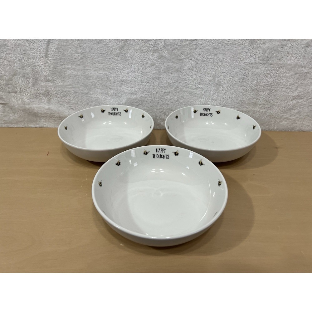 Harvest Green Studio Happy Thoughts Bee Bowls Set of‎ 3 Porcelain 7"